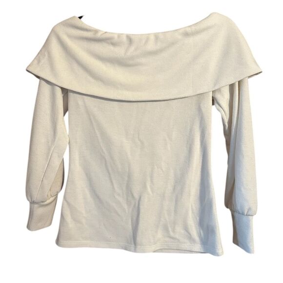 Ann Taylor Off-the-Shoulder Sweatshirt. Size XS. Ivory Color - Picture 4 of 6